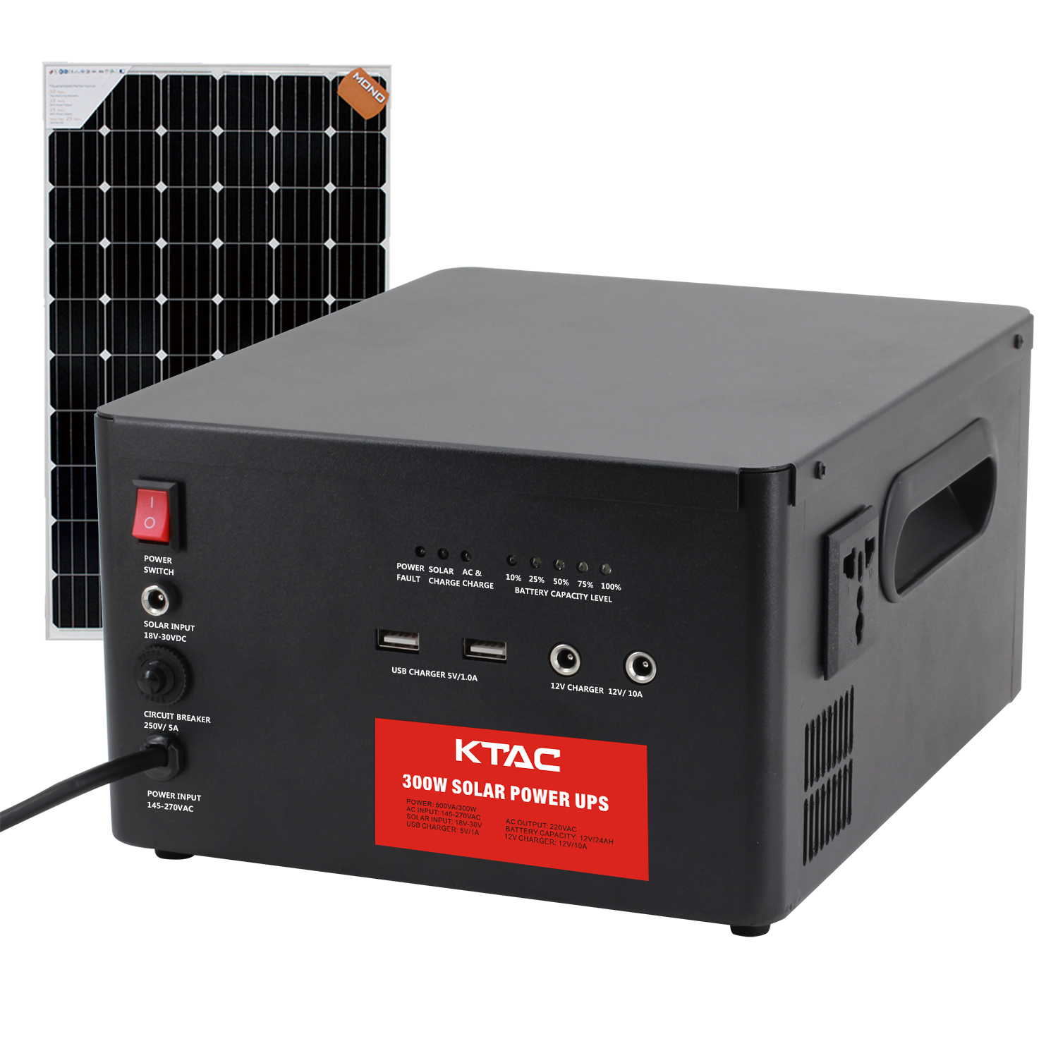 500VA solar UPS with built in battery USB charger and 12V DC charger