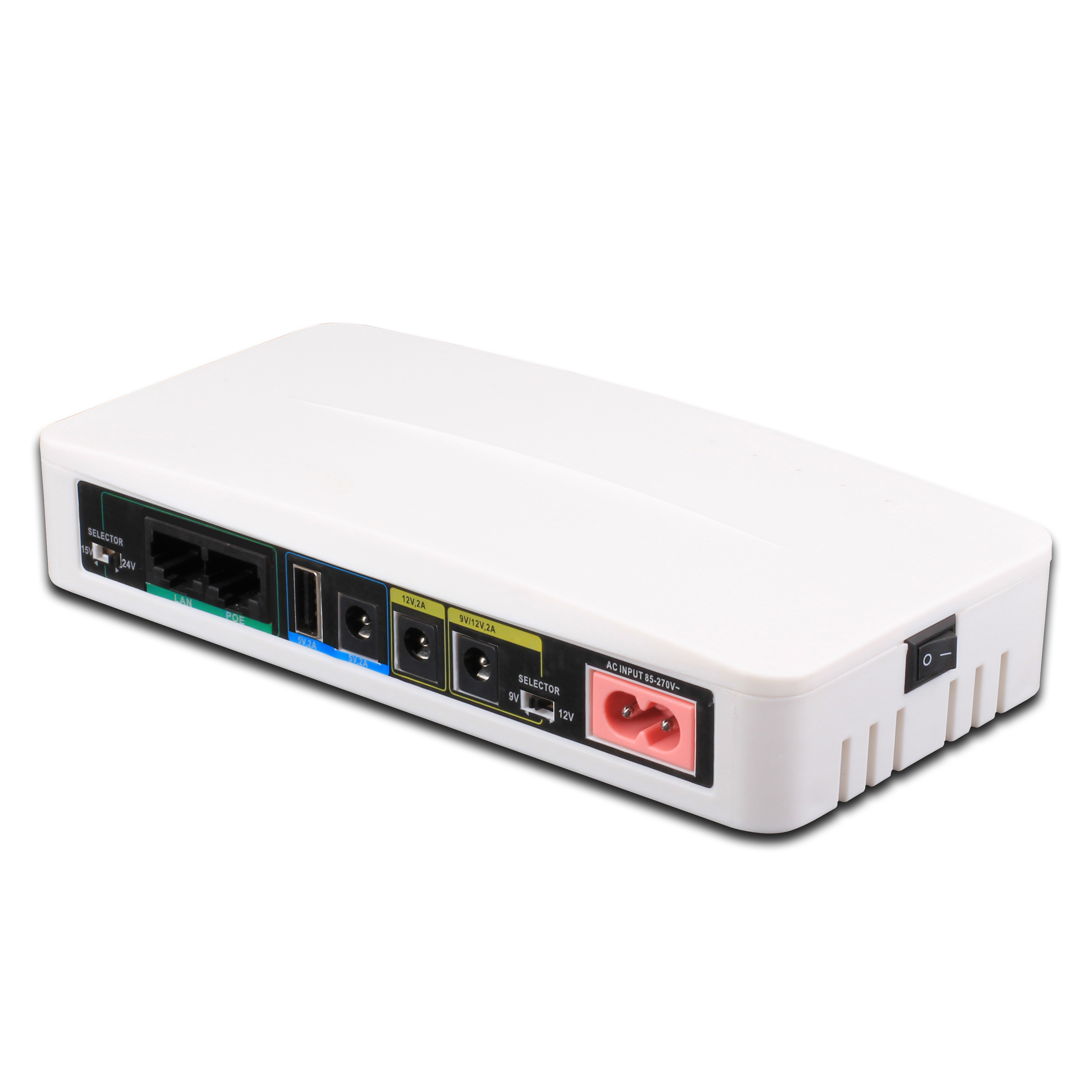 30W DC mini UPS with 5V 9V 12V 15V 24V POE for WIFI router modem CCTV application