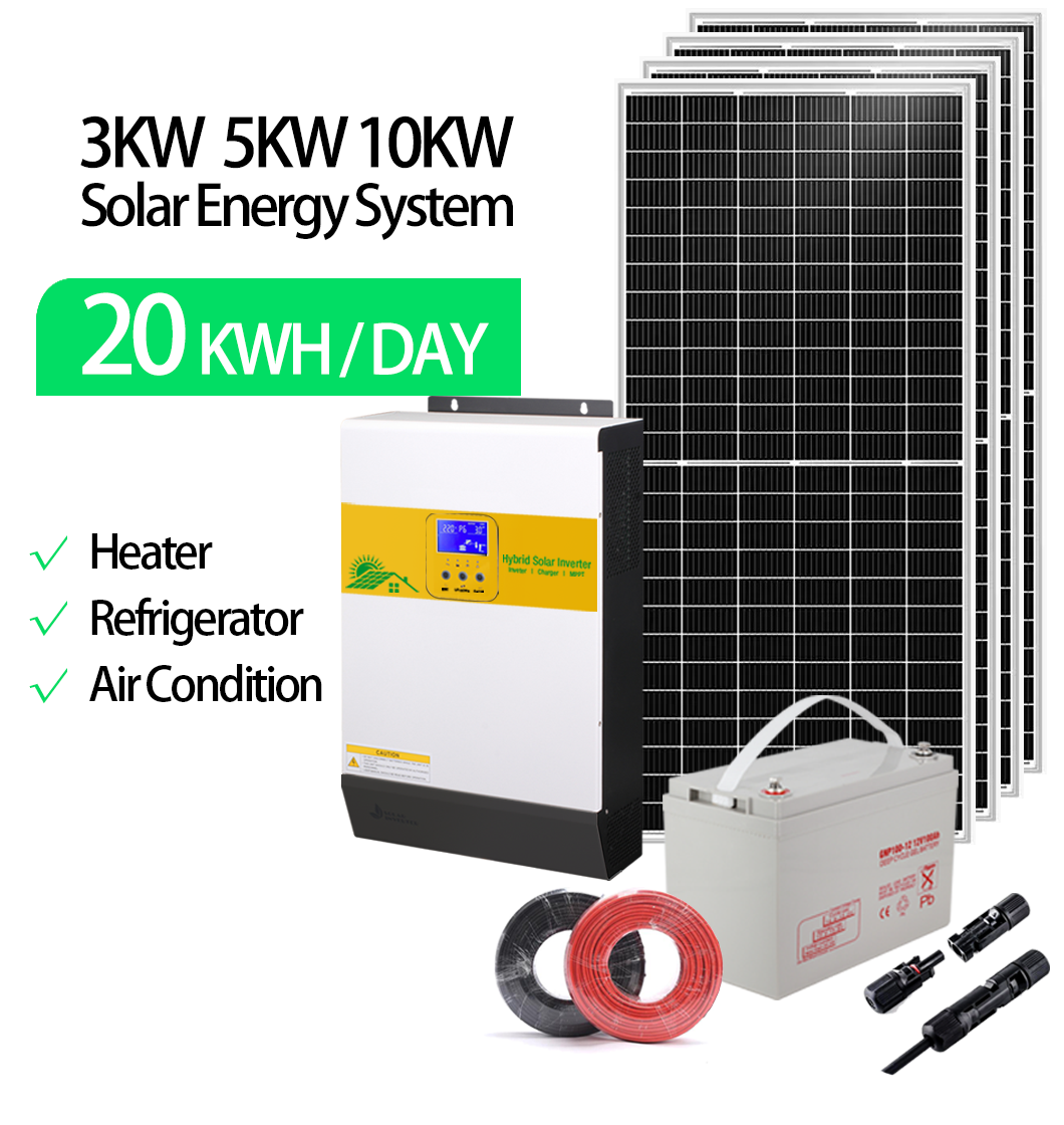 Complete solar system 3KW 5KW 10KW 15KW 20KW hybrid solar inverter solar panel battery